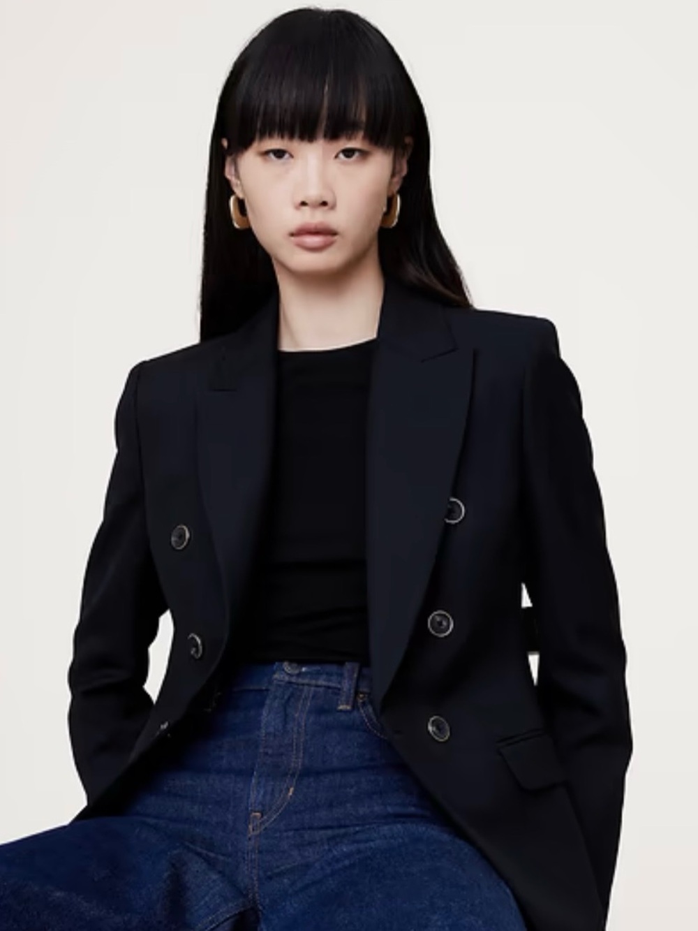 Banana Republic/Black Double-Breasted Blazer with Gold Buttons/NWT! US Size 20.